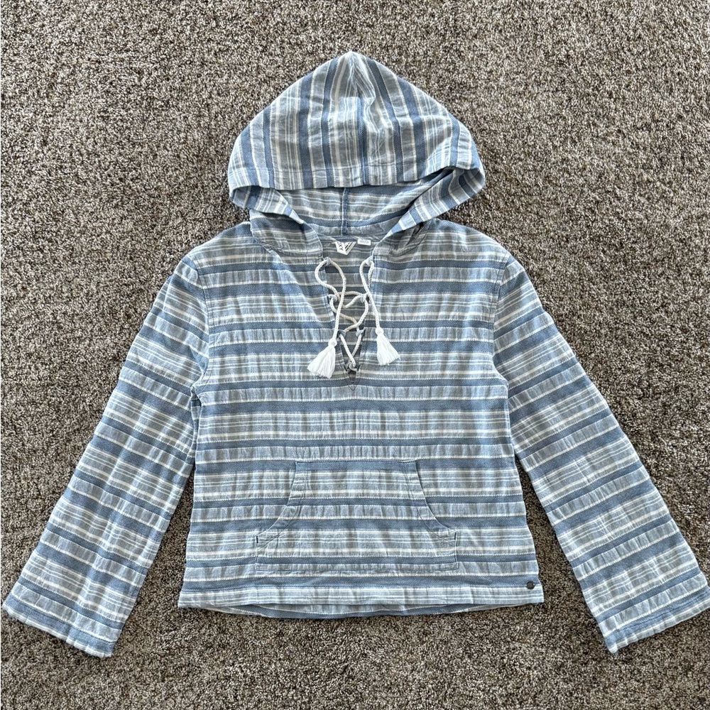 Roxy Blue and White Striped Hoodie